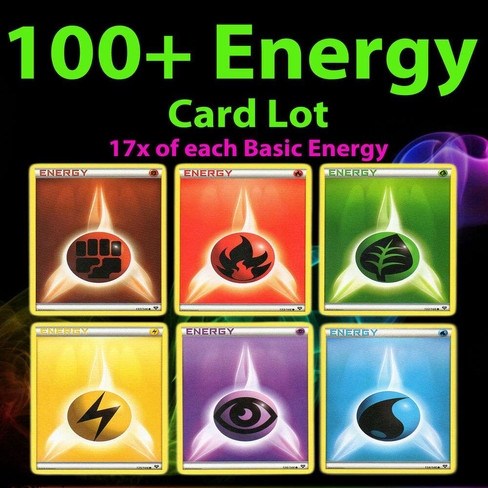 100+ Pokemon BASIC ENERGY Card Fighting Fire Grass Lightning Psychic ...