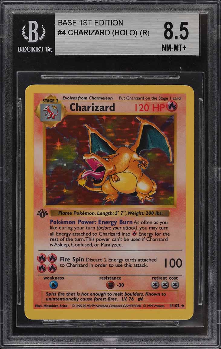 1999 Pokemon Game 1st Edition Holo Charizard #4 BGS 8.5 NM ...