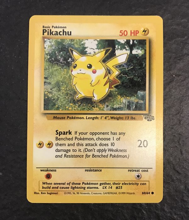 First edition English Pikachu Pokemon card 60/64