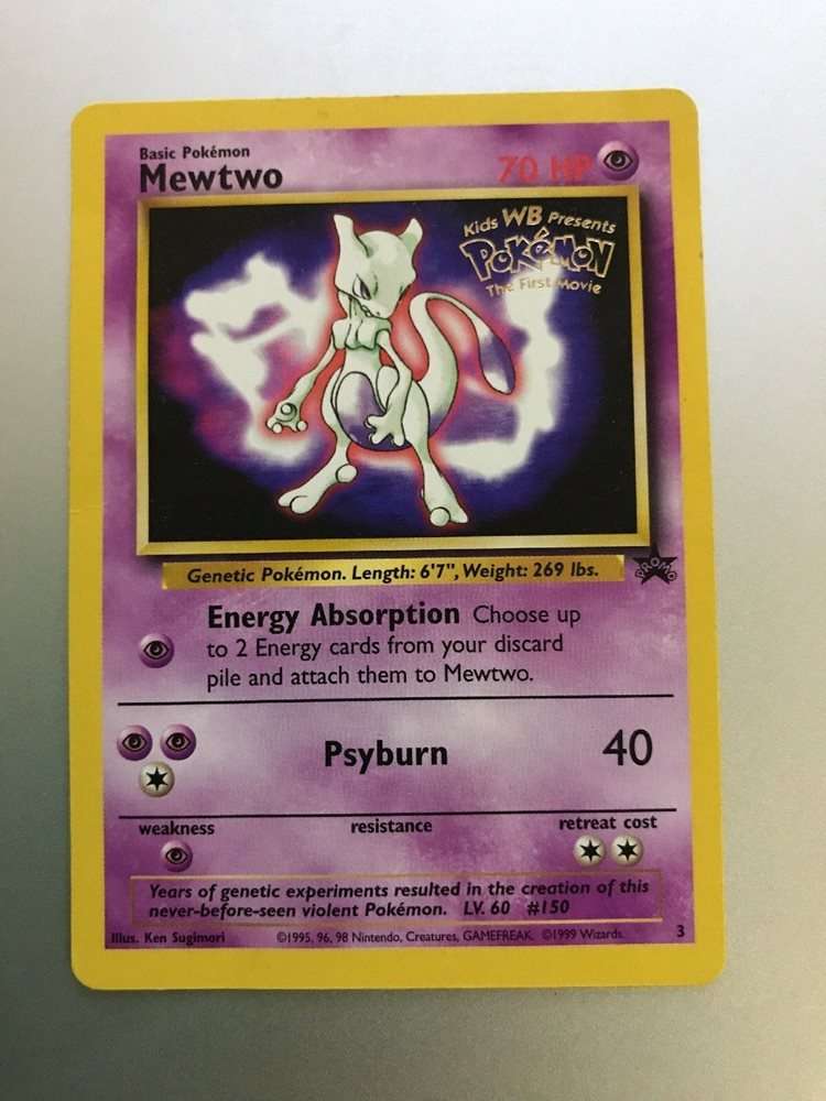 Mewtwo Pokemon Promo The First Movie Card #3 Kids WB St