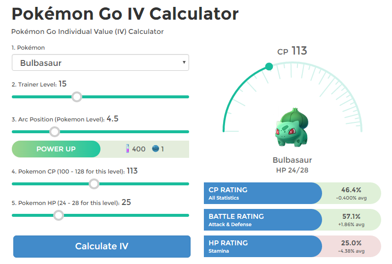 Pokémon Go IV Calculator
