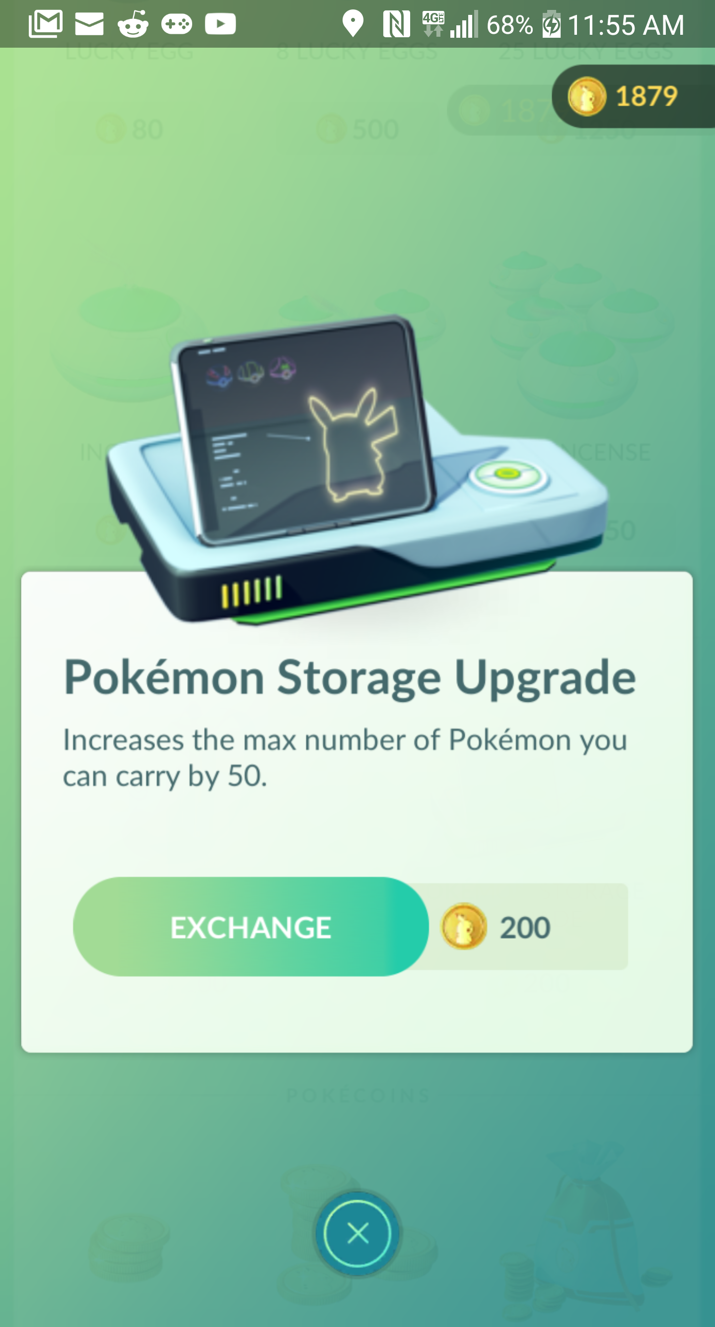 Pokemon storage upgrades purchasable and a free increase ...