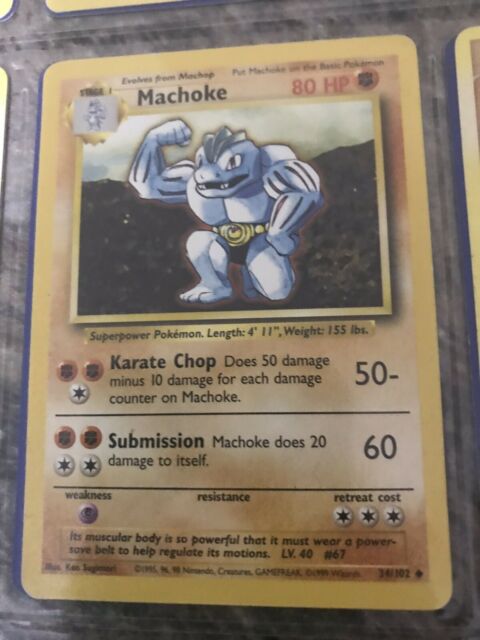 Rare! 1995 Machoke Pokemon Card 34/102 Mint Condition