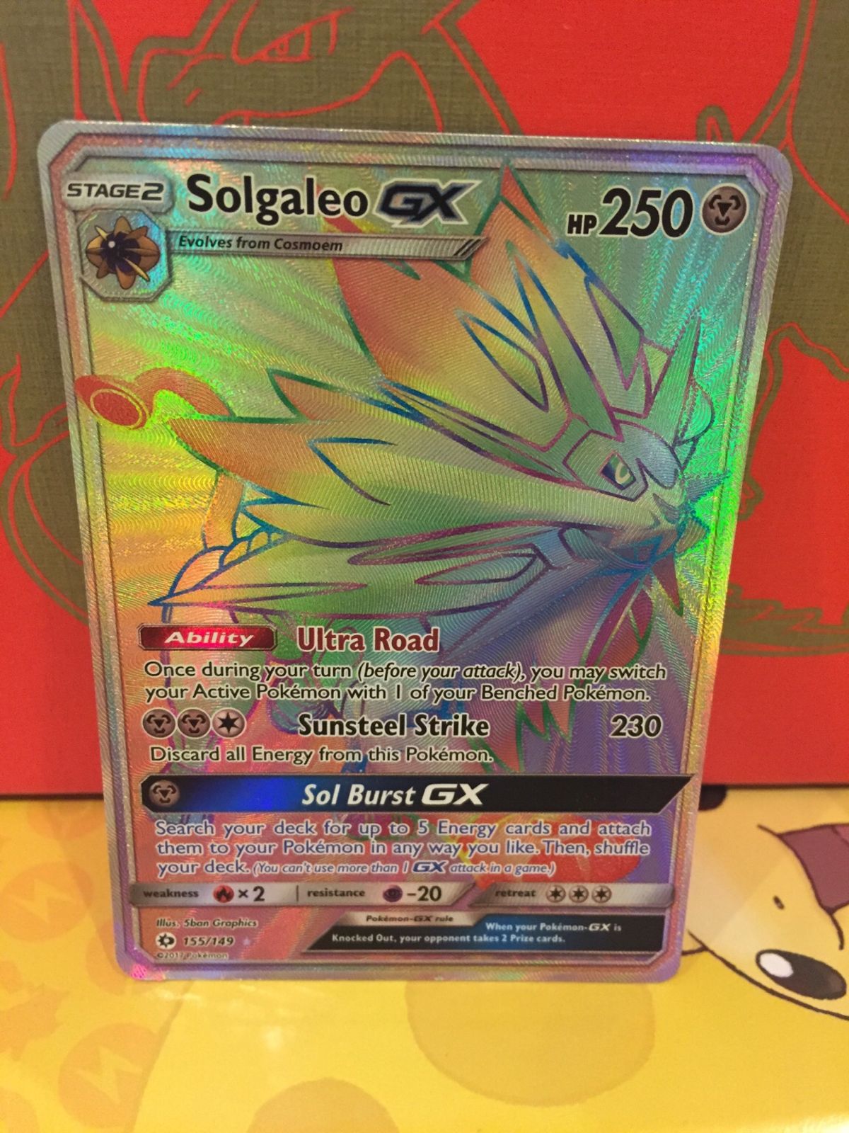 Solgaleo GX Rainbow Secret Rare! Pokemon card in GL54 ...